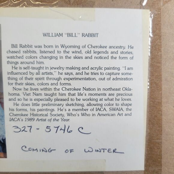 William "Bill" Rabbit Coming Of Winter print Framed Signed and numbered 327 - Picture 4 of 5